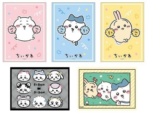 ブシロード スリーブ ちいかわ　5点　うさぎハチワレ　思い出の写真　リボンリボン ちいかわ』応援ver.、リボンリボンver.、思い出の写真ver.、『ハチワレ
