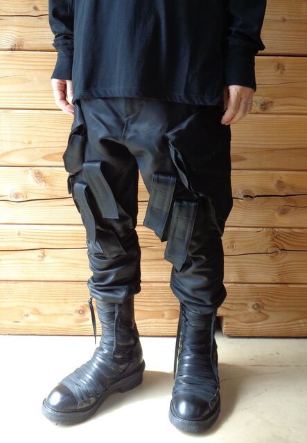 JULIUS カーゴパンツ 1 JULIUS / 10.5oz ストレッチガスマスクカーゴパンツ 1 ブラック