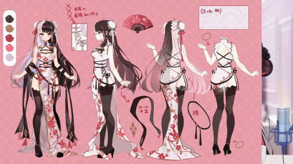 にじさんじ】夜見さん、チャイナ衣装の三面図を公開うおおおおおおお