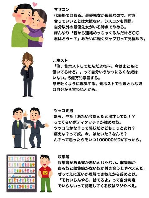 悲報 婚活女性 このいう男とは付き合ったり結婚するのはやめとけ一覧です ワッフル