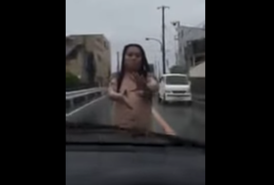 Twitterで話題 道路のど真ん中にやばい奴現れた 女です