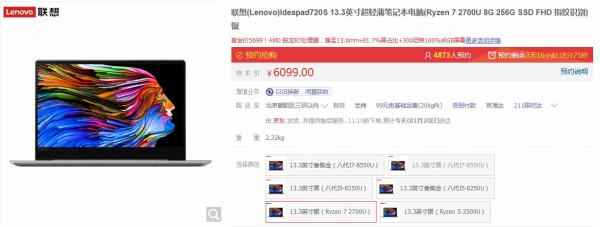 Raven Ridge】Lenovo US 公式サイトにideapad 720S現る 現在は2500U