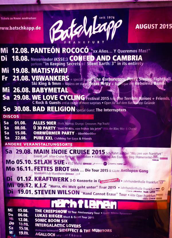 Babymetal World Tour 15 ドイツ フランクフルト セトリ Babymatometal