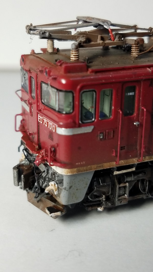 TOMIX 2105 ED75 1000 重連仕様加工品　おまけ付き TOMIX 2105 ED75 1000 （前期形・JR貨物新更新車）の追加加工整備 その