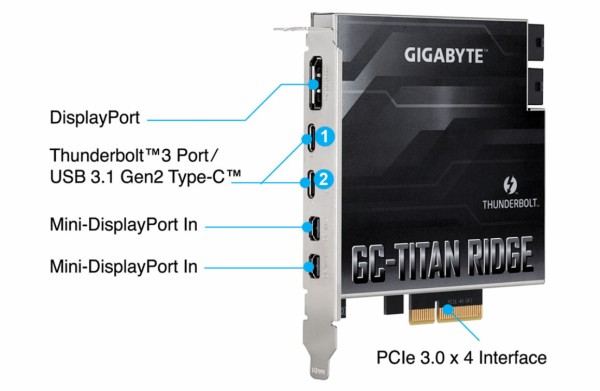 GIGABYTEからPD3.0 100W給電対応Thunderbolt3増設PCIE拡張ボード