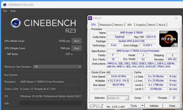 Ryzen 5 7600Xで実動コアクロックの個体差が異常に大きい : 自作