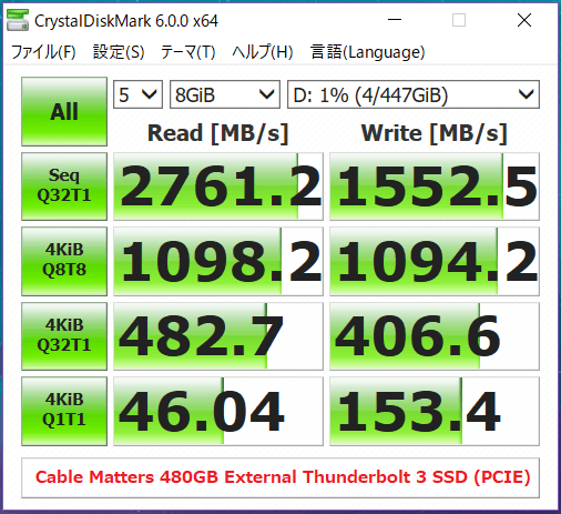 Cable Matters 480gb External Thunderbolt 3 Ssd をレビュー 大容量データの持ち出しを変える爆速外付けストレージを徹底検証 自作とゲームと趣味の日々