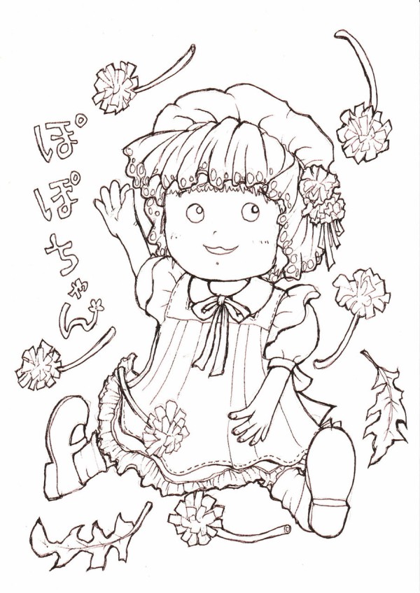 タンポポのぽぽちゃんを描いてみた+ぬりえ☆新色インクテンス
