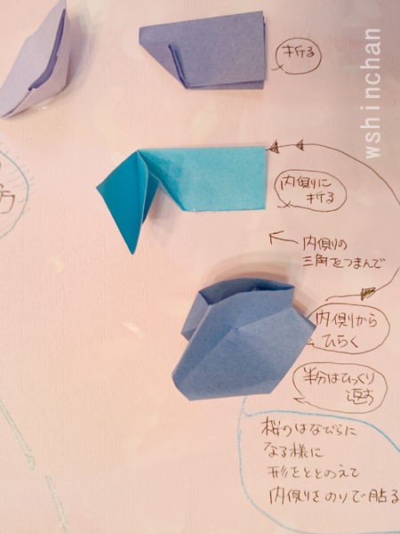 折り紙 超簡単なサクラの花びらの作り方 中学小学校のディスプレイ作り 折り紙 ボランティア サクラ 桜 図書委員会 Wshinchan Next