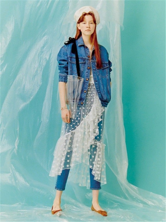 2018SS予定 シースルーヘムフリルギャザースカート イレヘムフリル  