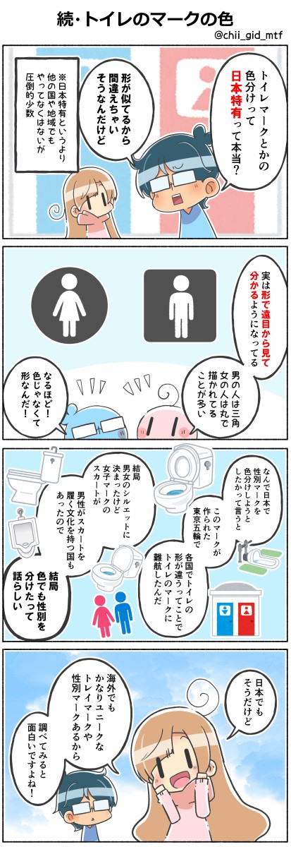 疑問 トイレマークの色が同じだと間違えそう ジェンダー 俺の嫁ちゃん 元男子 Lgbtq 4コマ ブログ