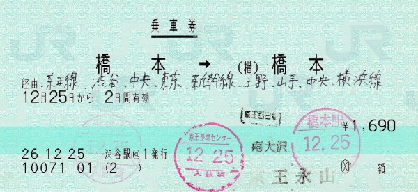 連絡会社線発JR線着のマルス券2 : タカタカB 「一枚のキップから」