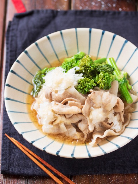 豚バラと菜の花のおろしポン酢煮 簡単 節約 時短 調味料2つ 献立 買い物リスト 主菜 作り置き スピードおかず De おうちバル Yuu S Stylish Bar Powered By ライブドアブログ