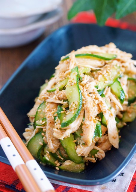 蒸し鶏きゅうりのごまだく 中華サラダ 作り置き レンジ 主菜 副菜 中華風 作り置き スピードおかず De おうちバル Yuu S Stylish Bar Powered By ライブドアブログ