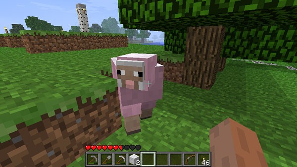 ピンクの羊に遭遇 : マインクラフトてんやわんや開拓記